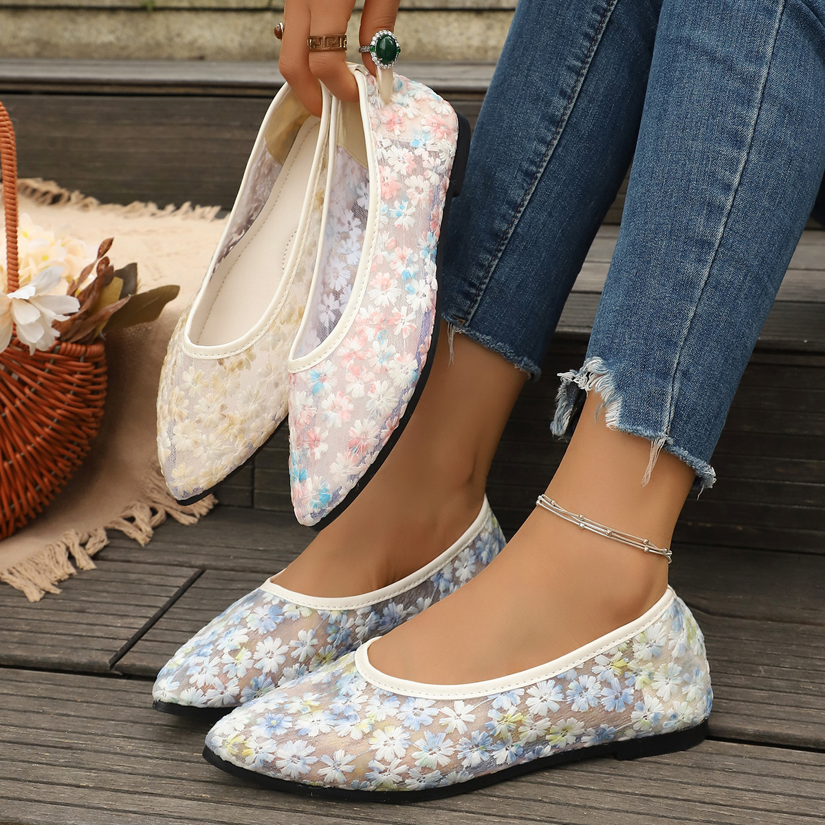 Women'S Shoes Everyday - Summer Elegant Flower Low Heel Casual