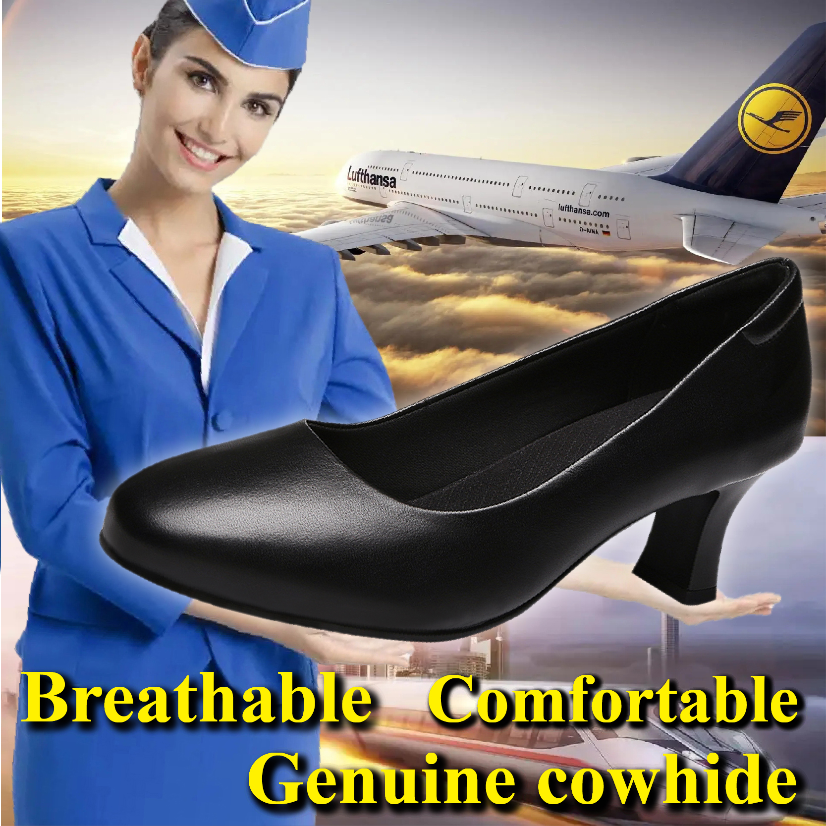 Women'S Shoes For Crews - 5.5cm Comfort Genuine Cow Leather Breathable