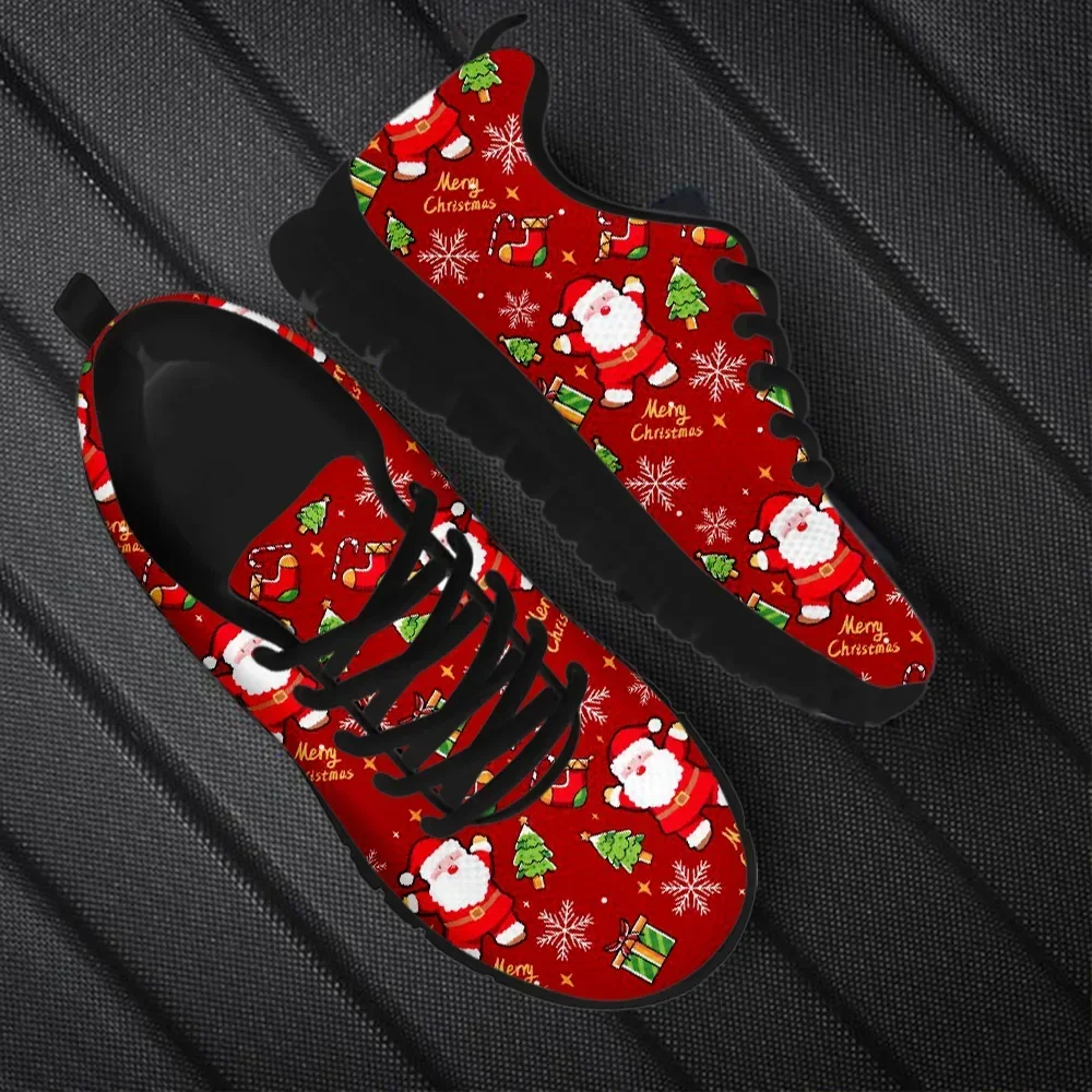 Women'S Shoes For Tennis - Wear-Resistant Casual Sneakers Santa Claus Snowflake