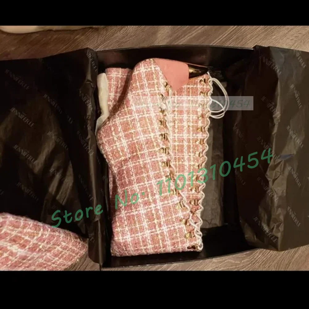 Pink Plaid Hollow Tall Boots W – обзор и цена Sock Boot Women