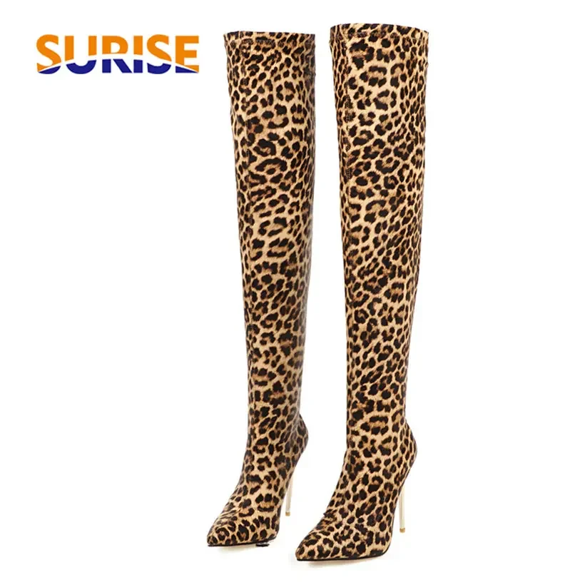 Plus Size Stretch Leopard Over – обзор и цена Sock Boot Women