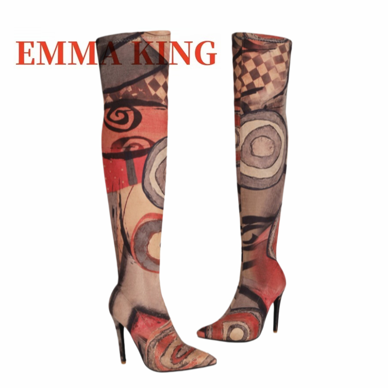 Women's Art Print Thigh High B – обзор и цена Sock Boot Women
