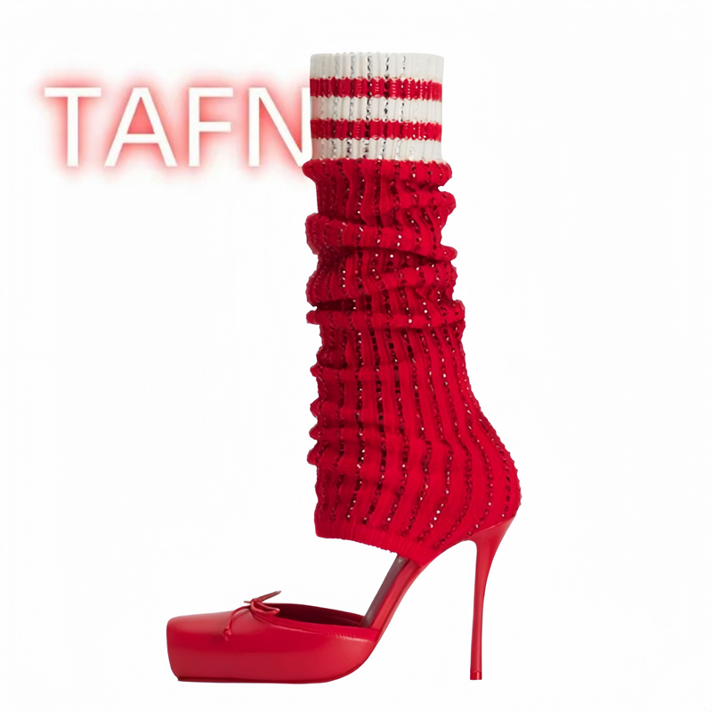 Women's Knitted High Heels Pum – обзор и цена Sock Boot Women