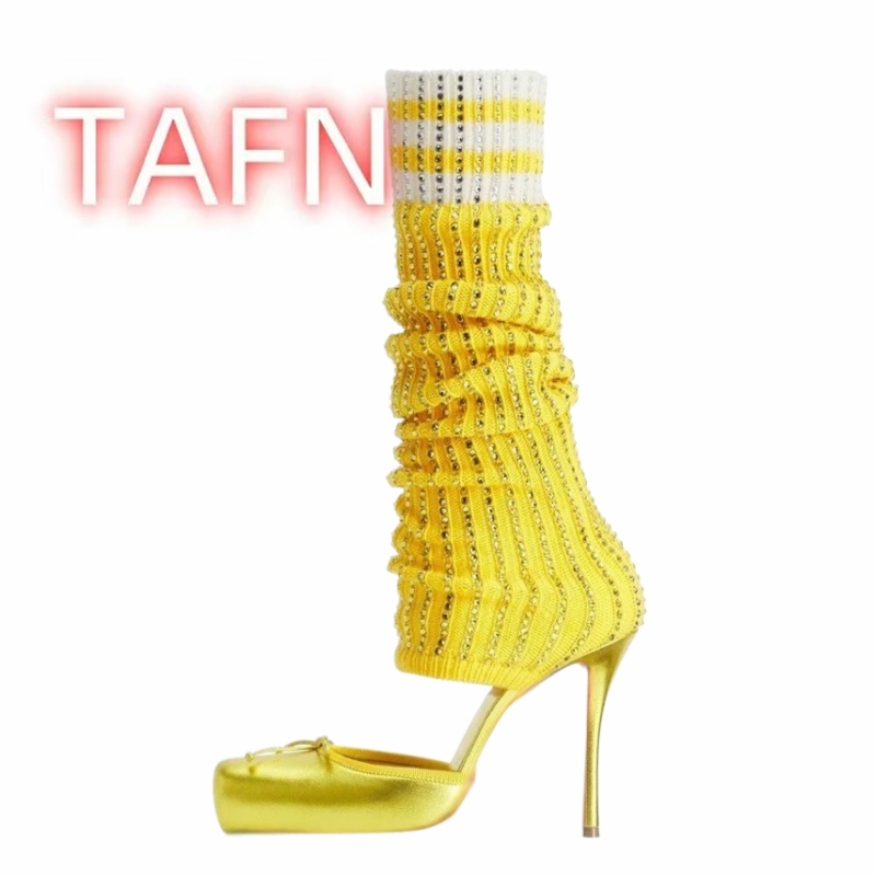 Women's Knitted High Heels Pum – обзор и цена Sock Boot Women
