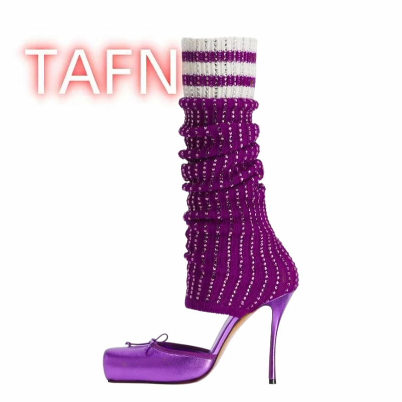 Women's Knitted High Heels Pum – обзор и цена Sock Boot Women